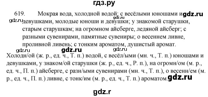ГДЗ упражнение 619 русский язык 5 класс Ладыженская, Баранов