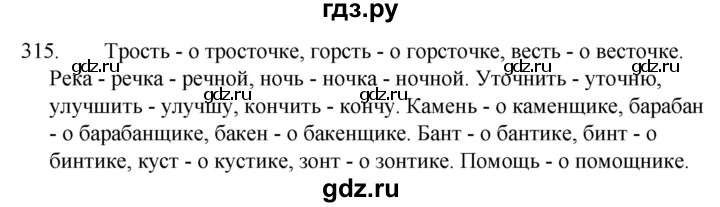 ГДЗ по русскому языку 5 класс  Ладыженская   упражнение - 315, Решебник к учебнику 2021
