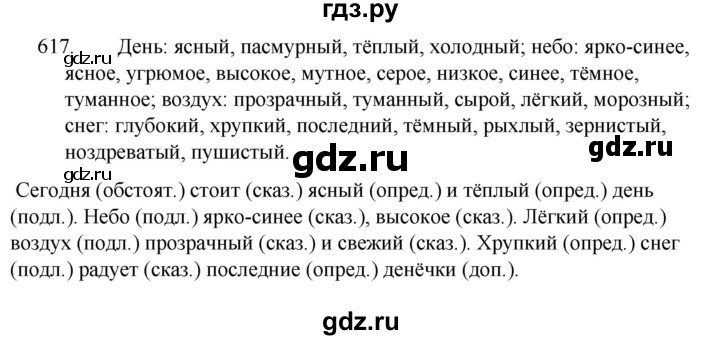 ГДЗ по русскому языку 5 класс  Ладыженская   упражнение - 617, Решебник к учебнику 2021