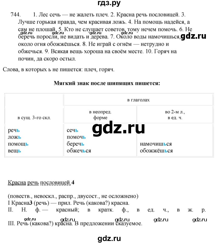 ГДЗ по русскому языку 5 класс  Ладыженская   упражнение - 744, Решебник к учебнику 2021