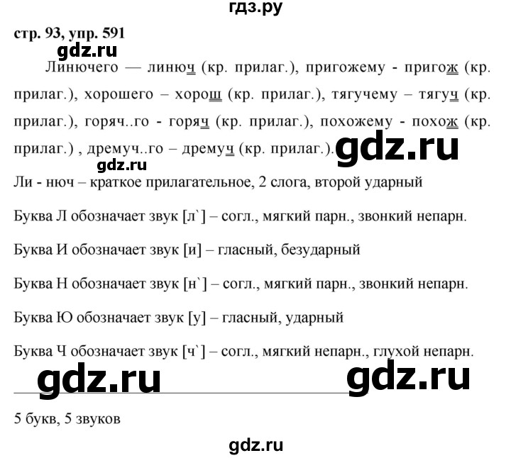ГДЗ упражнение 591 русский язык 5 класс Ладыженская, Баранов