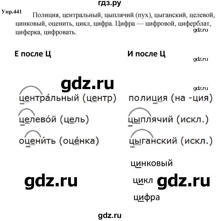 ГДЗ Упражнение 441 Русский Язык 5 Класс Ладыженская, Баранов