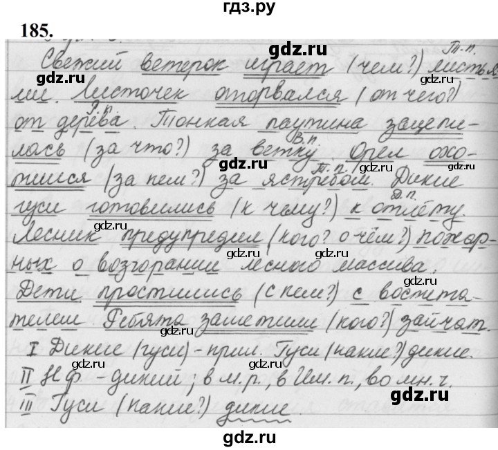 ГДЗ по русскому языку 5 класс  Ладыженская   упражнение - 185, Решебник №1 2019
