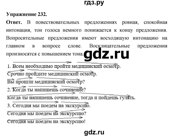 ГДЗ по русскому языку за 5 класс Ладыженская, Баранов, Тростенцова ответ на номер 232, Решебник 2025