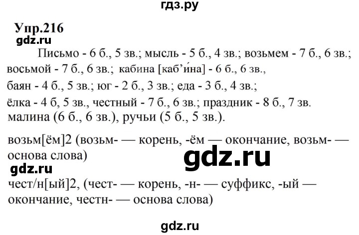 ГДЗ по русскому языку за 5 класс Ладыженская, Баранов, Тростенцова ответ на номер 216, Решебник 2023