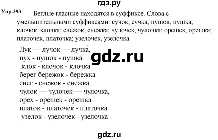 ГДЗ по русскому языку за 5 класс Ладыженская, Баранов, Тростенцова ответ на номер 393, Решебник 2023