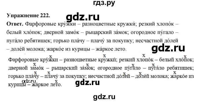 ГДЗ по русскому языку за 5 класс Ладыженская, Баранов, Тростенцова ответ на номер 222, Решебник 2025