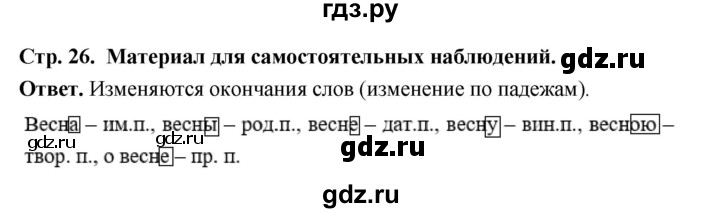ГДЗ по русскому языку за 5 класс Ладыженская, Баранов, Тростенцова ответ на материал для самостоятельных наблюдений страница 26, Решебник 2025