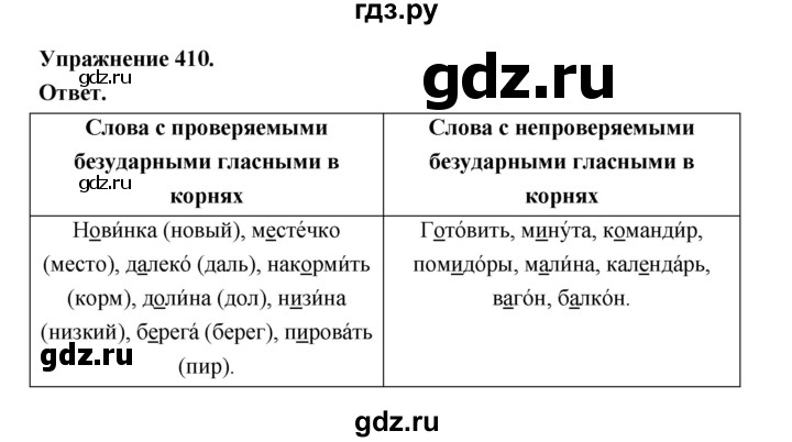 ГДЗ по русскому языку за 5 класс Ладыженская, Баранов, Тростенцова ответ на номер 410, Решебник 2025