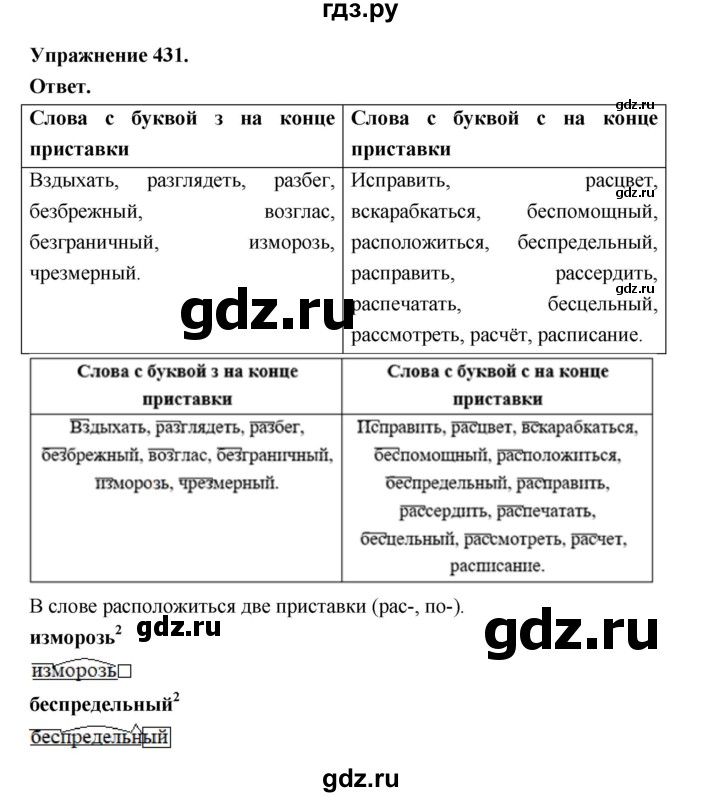 ГДЗ по русскому языку за 5 класс Ладыженская, Баранов, Тростенцова ответ на номер 431, Решебник 2025