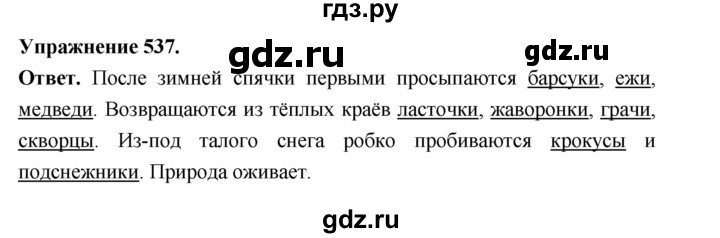 ГДЗ по русскому языку за 5 класс Ладыженская, Баранов, Тростенцова ответ на номер 537, Решебник 2025