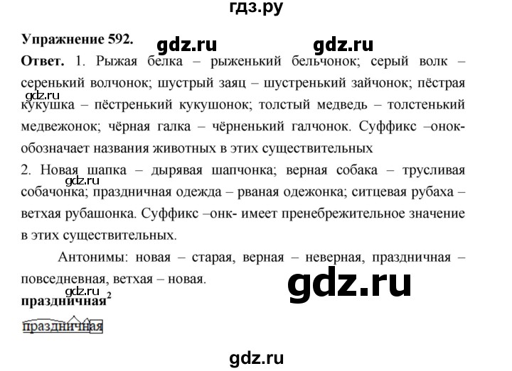 ГДЗ по русскому языку за 5 класс Ладыженская, Баранов, Тростенцова ответ на номер 592, Решебник 2025