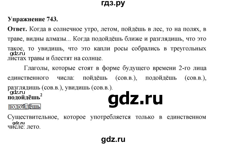 ГДЗ по русскому языку за 5 класс Ладыженская, Баранов, Тростенцова ответ на номер 743, Решебник 2025