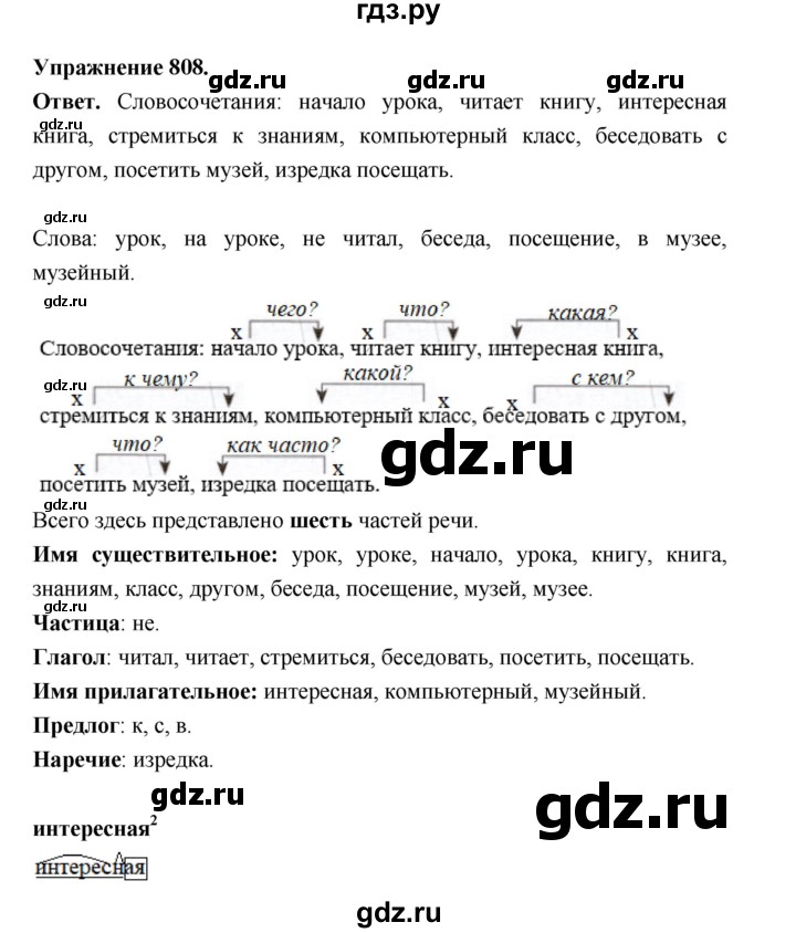 ГДЗ по русскому языку за 5 класс Ладыженская, Баранов, Тростенцова ответ на номер 808, Решебник 2025