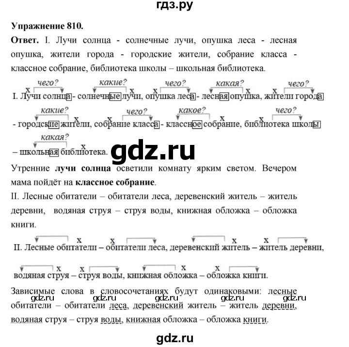 ГДЗ по русскому языку за 5 класс Ладыженская, Баранов, Тростенцова ответ на номер 810, Решебник 2025