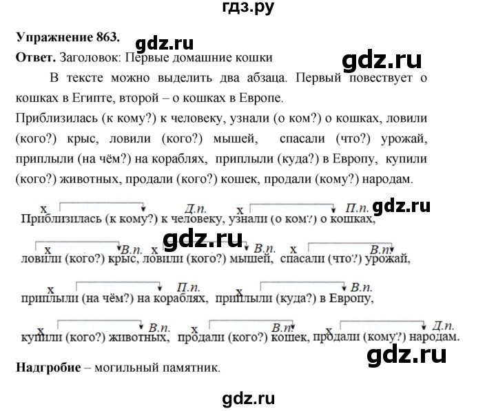 ГДЗ по русскому языку за 5 класс Ладыженская, Баранов, Тростенцова ответ на номер 863, Решебник 2025