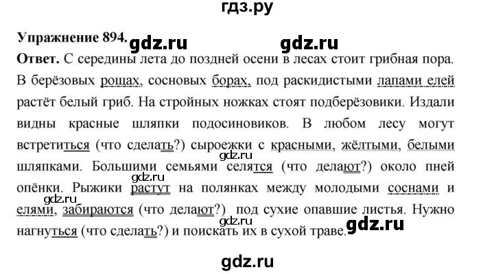 ГДЗ по русскому языку за 5 класс Ладыженская, Баранов, Тростенцова ответ на номер 894, Решебник 2025