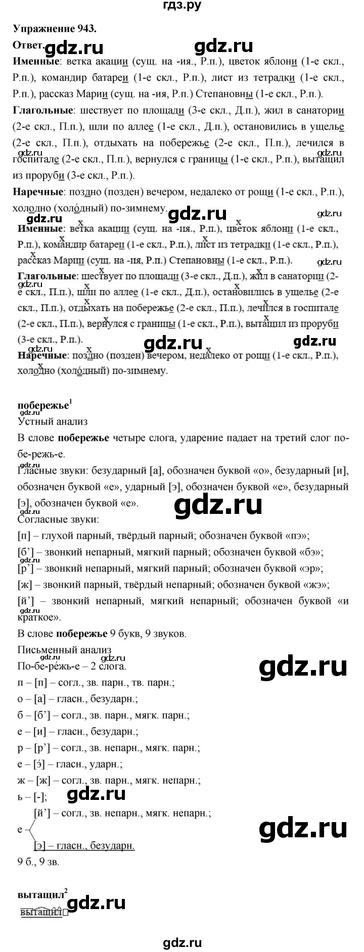 ГДЗ по русскому языку за 5 класс Ладыженская, Баранов, Тростенцова ответ на номер 943, Решебник 2025