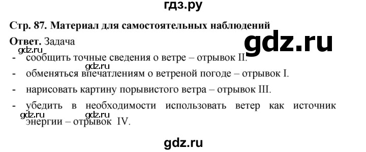 ГДЗ по русскому языку за 5 класс Ладыженская, Баранов, Тростенцова ответ на материал для самостоятельных наблюдений страница 87, Решебник 2025