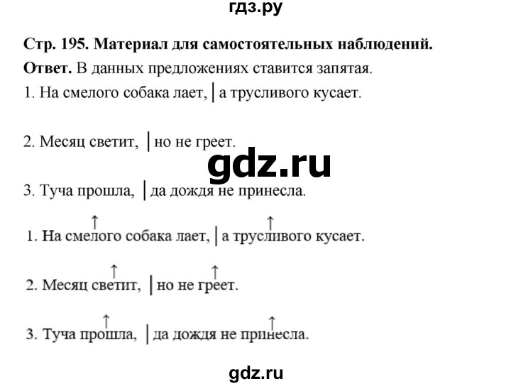 ГДЗ по русскому языку за 5 класс Ладыженская, Баранов, Тростенцова ответ на материал для самостоятельных наблюдений страница 195, Решебник 2025