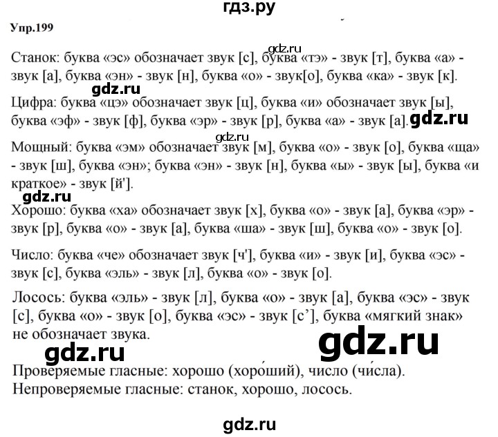 ГДЗ по русскому языку за 5 класс Ладыженская, Баранов, Тростенцова ответ на номер 199, Решебник 2023