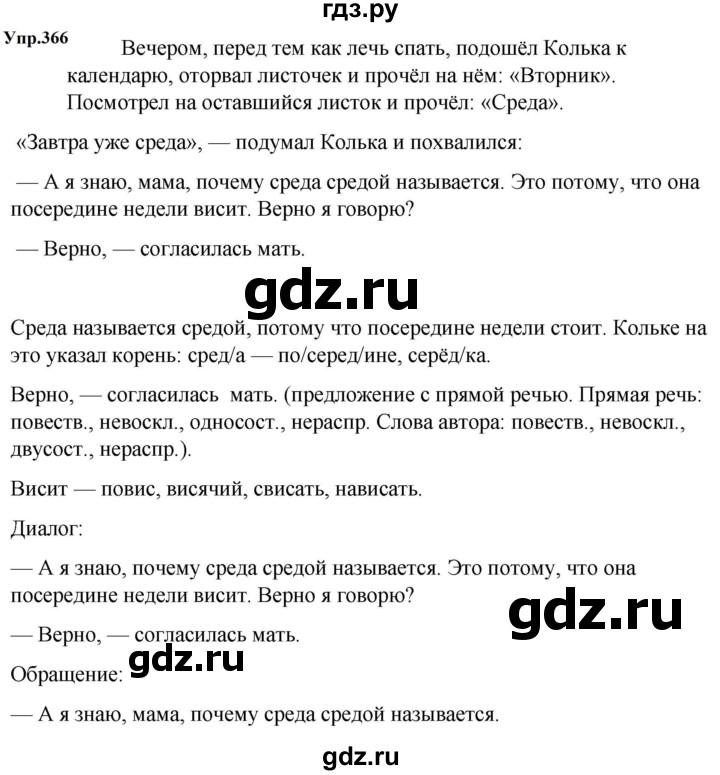 ГДЗ по русскому языку за 5 класс Ладыженская, Баранов, Тростенцова ответ на номер 366, Решебник 2023