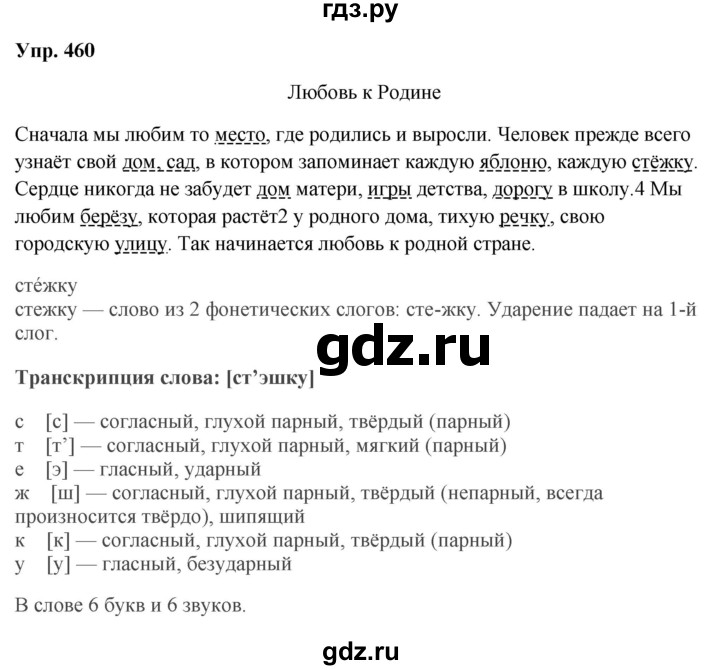 ГДЗ по русскому языку за 5 класс Ладыженская, Баранов, Тростенцова ответ на номер 460, Решебник 2023