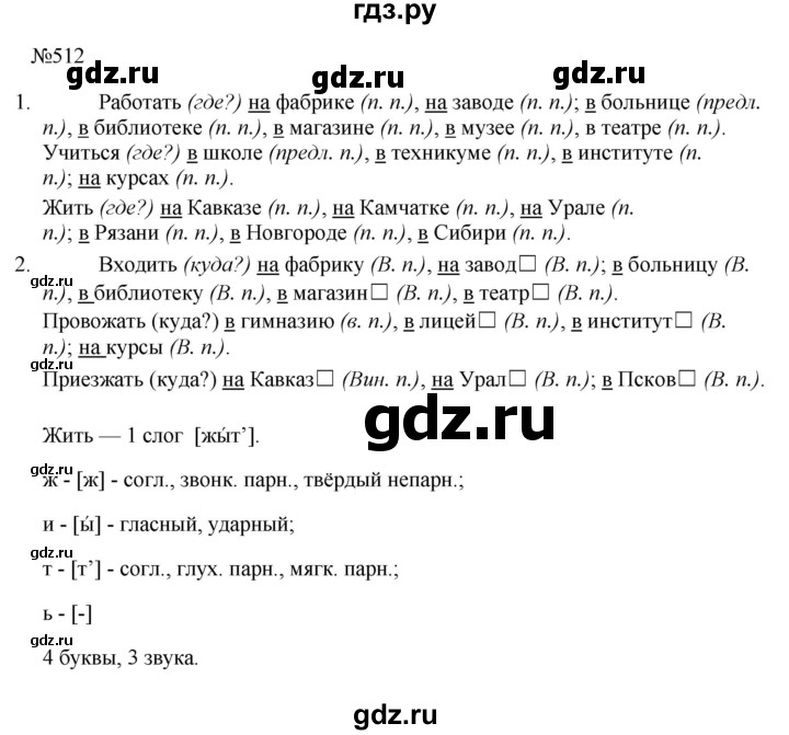 ГДЗ по русскому языку за 5 класс Ладыженская, Баранов, Тростенцова ответ на номер 512, Решебник 2023