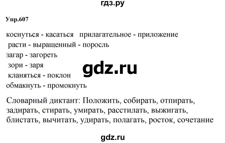 ГДЗ по русскому языку за 5 класс Ладыженская, Баранов, Тростенцова ответ на номер 607, Решебник 2023