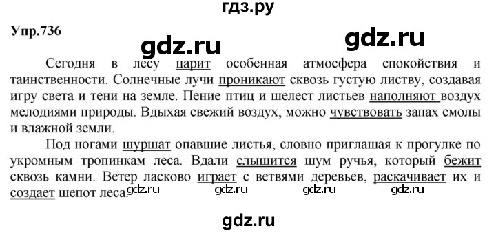 ГДЗ по русскому языку за 5 класс Ладыженская, Баранов, Тростенцова ответ на номер 736, Решебник 2023