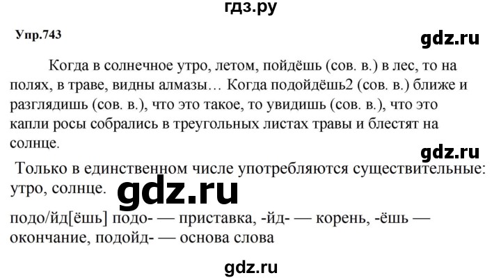 ГДЗ по русскому языку за 5 класс Ладыженская, Баранов, Тростенцова ответ на номер 743, Решебник 2023