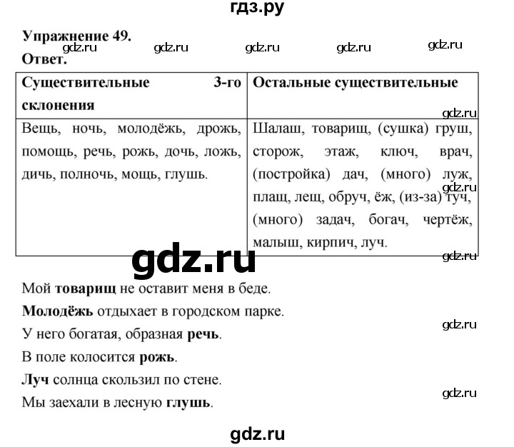 ГДЗ по русскому языку за 5 класс Ладыженская, Баранов, Тростенцова ответ на номер 49, Решебник 2025