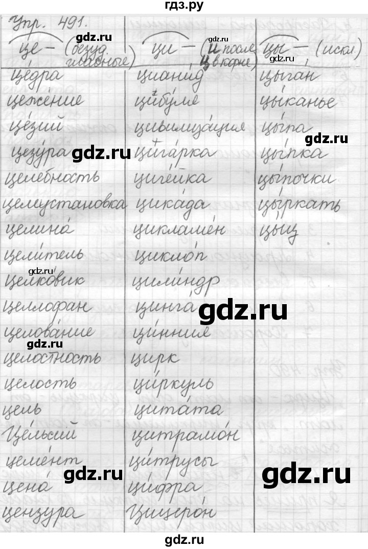 ГДЗ по русскому языку 5 класс  Львова   упражнение - 491, Решебник №3