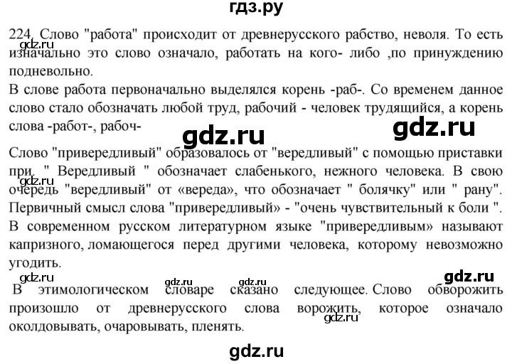 ГДЗ по русскому языку 6 класс  Ладыженская   упражнение - 224, Решебник к учебнику 2022