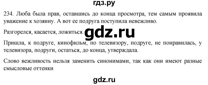 ГДЗ по русскому языку 6 класс  Ладыженская   упражнение - 234, Решебник к учебнику 2022