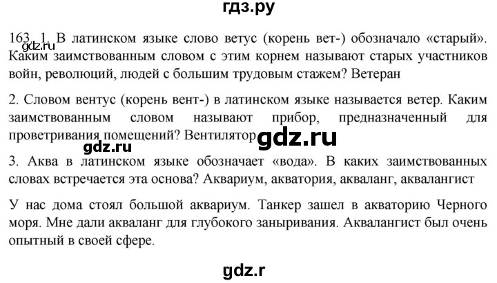 ГДЗ по русскому языку 6 класс  Ладыженская   упражнение - 163, Решебник к учебнику 2022
