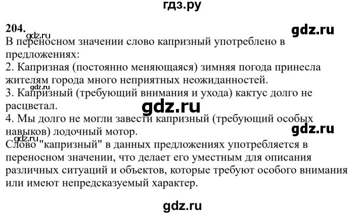 Гдз по русскому языку за 6 класс Баранов, Ладыженская ответ на номер 204, Решебник 2024