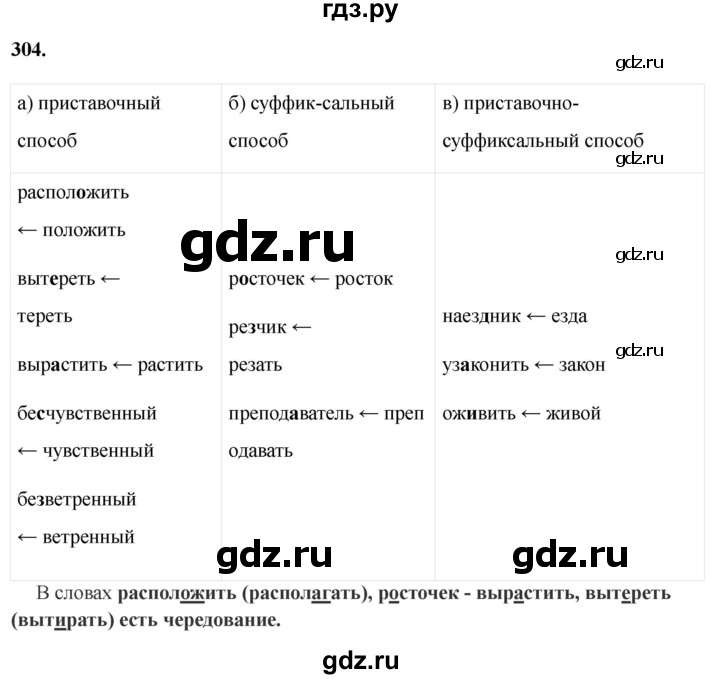 Гдз по русскому языку за 6 класс Баранов, Ладыженская ответ на номер 304, Решебник 2024