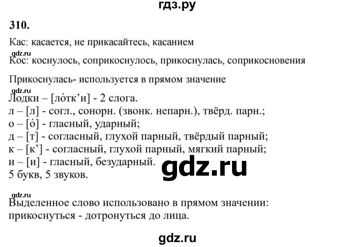 Гдз по русскому языку за 6 класс Баранов, Ладыженская ответ на номер 310, Решебник 2024