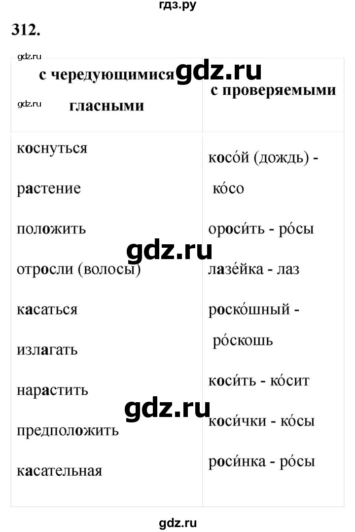Гдз по русскому языку за 6 класс Баранов, Ладыженская ответ на номер 312, Решебник 2024