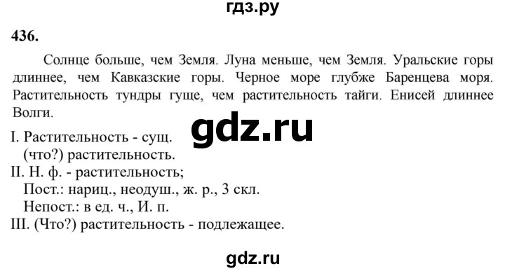 Гдз по русскому языку за 6 класс Баранов, Ладыженская ответ на номер 436, Решебник 2024