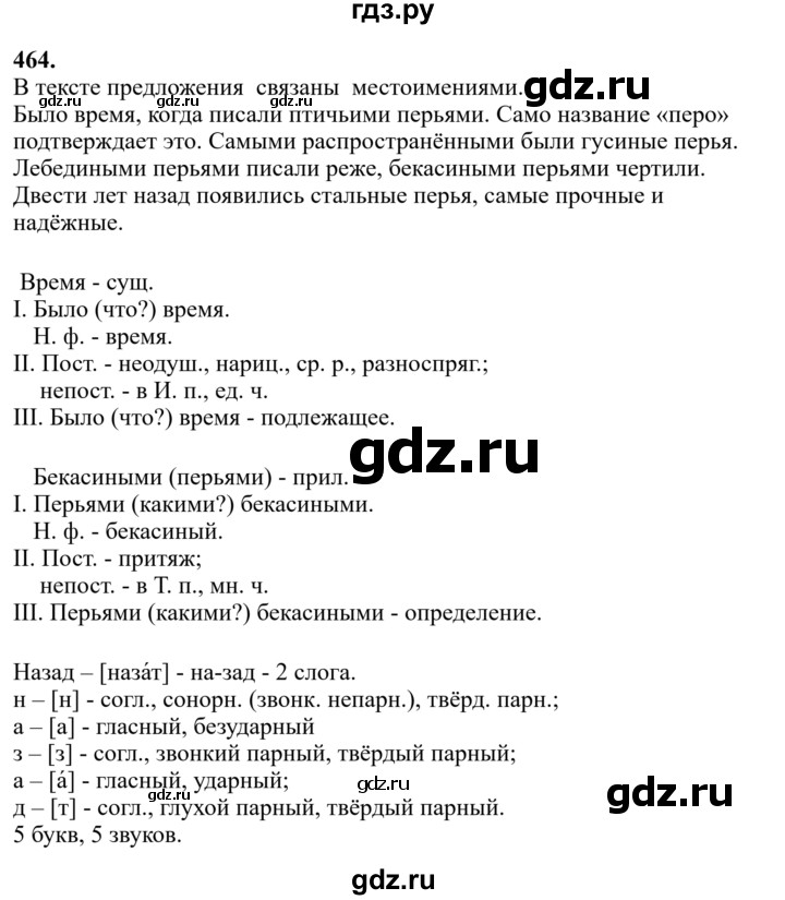 Гдз по русскому языку за 6 класс Баранов, Ладыженская ответ на номер 464, Решебник 2024