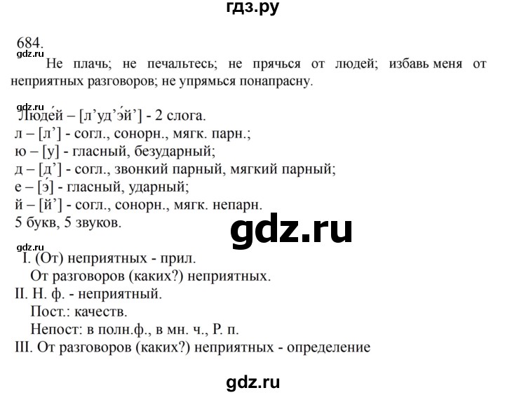 Гдз по русскому языку за 6 класс Баранов, Ладыженская ответ на номер 684, Решебник 2024