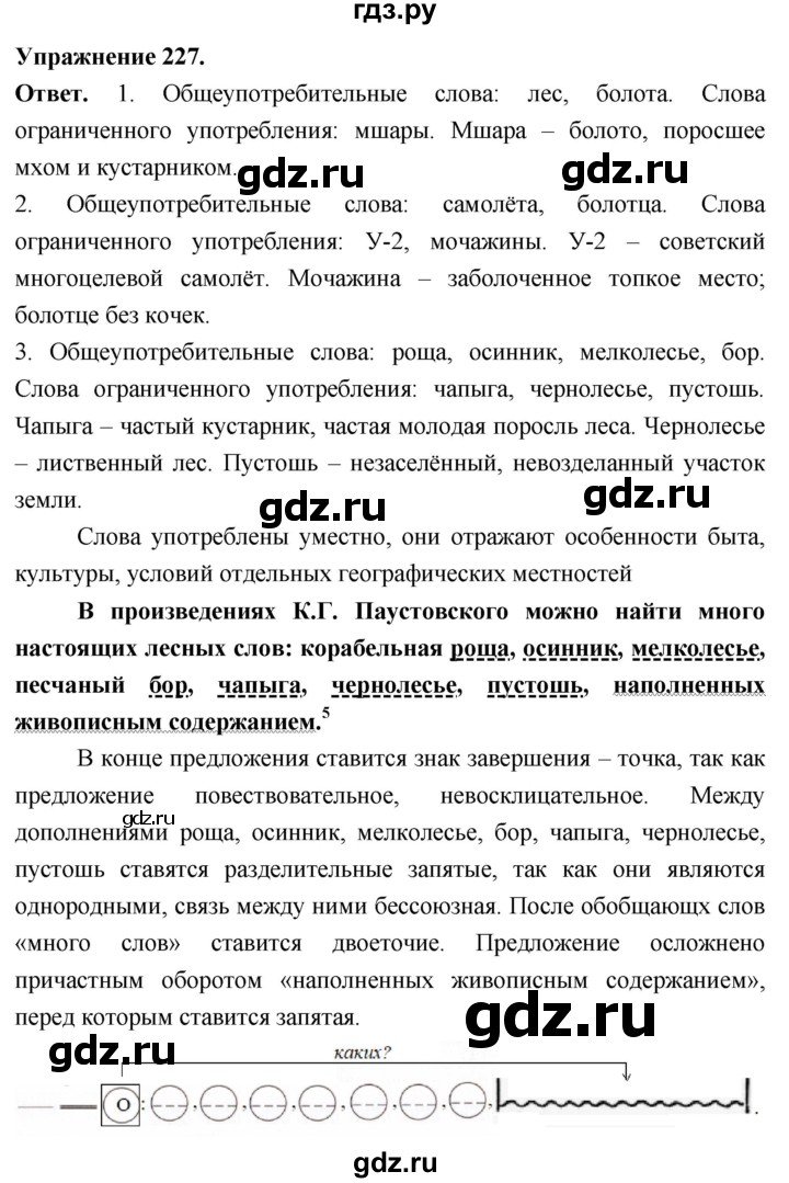 Гдз по русскому языку за 6 класс Баранов, Ладыженская ответ на номер 227, Решебник 2025
