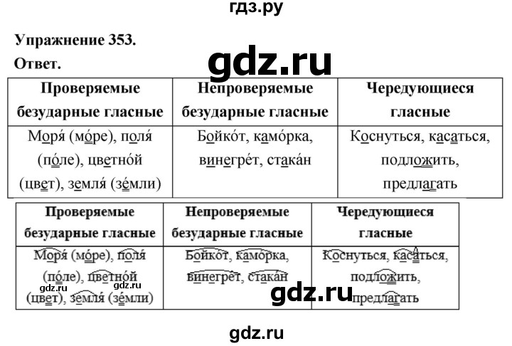 Гдз по русскому языку за 6 класс Баранов, Ладыженская ответ на номер 353, Решебник 2025