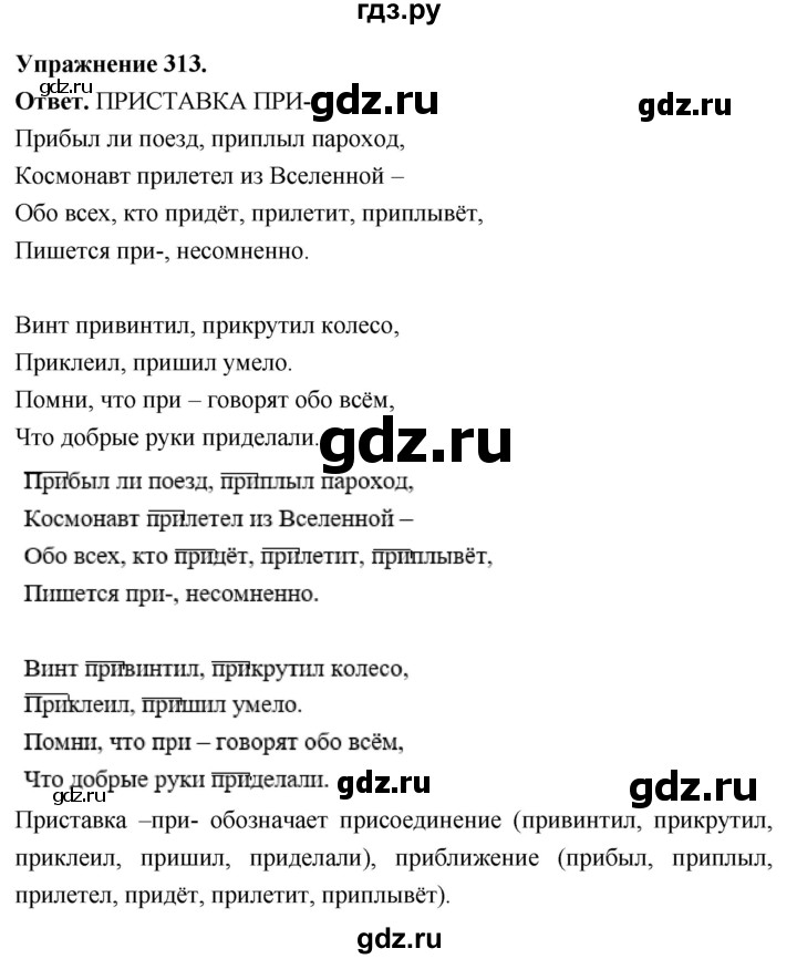 Гдз по русскому языку за 6 класс Баранов, Ладыженская ответ на номер 313, Решебник 2025
