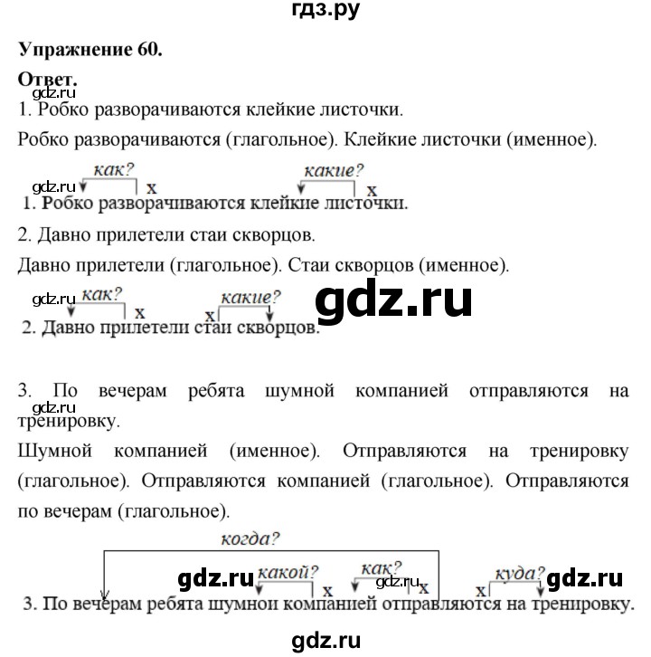 Гдз по русскому языку за 6 класс Баранов, Ладыженская ответ на номер 60, Решебник 2025