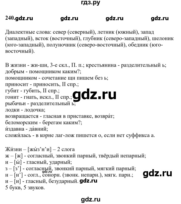 Гдз по русскому языку за 6 класс Баранов, Ладыженская ответ на номер 240, Решебник 2024