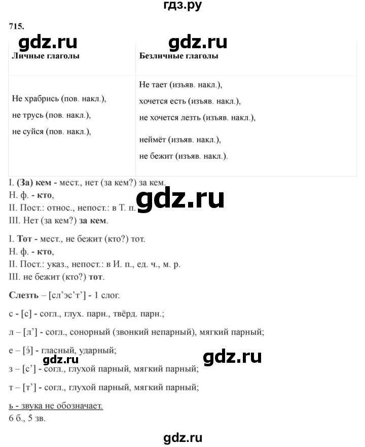 Гдз по русскому языку за 6 класс Баранов, Ладыженская ответ на номер 715, Решебник 2024