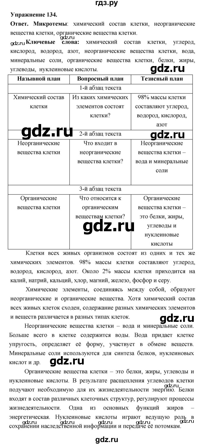 Гдз по русскому языку за 6 класс Баранов, Ладыженская ответ на номер 134, Решебник 2026